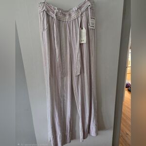 Jolt Pink and White Striped Linen Pants